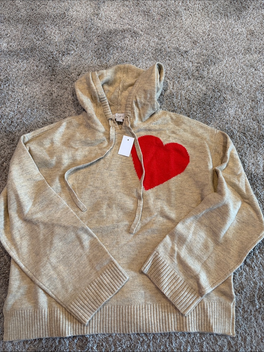 NWT Loft hooded sweater with heart size xs